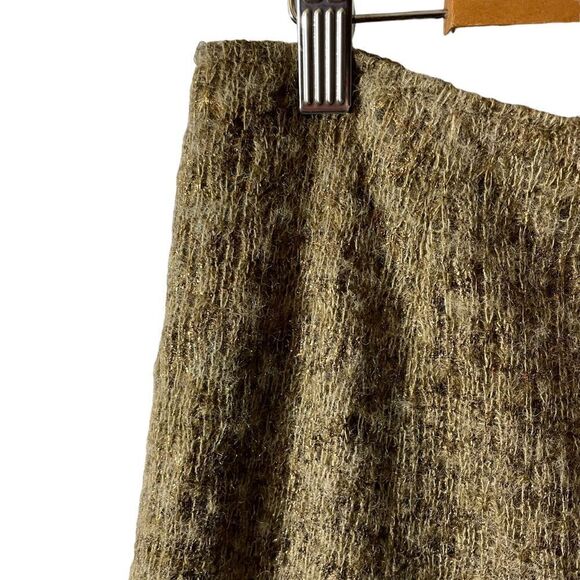Lafayette 148 New York Metallic Brown Gold Tweed Flare Skirt Size 8 - Picture 8 of 12